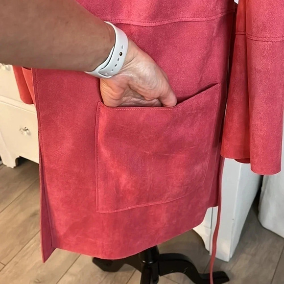 H&M NWOT Faux Suede Jacket Tie Belt Limited Edition, Size 10 - Picture 5 of 11